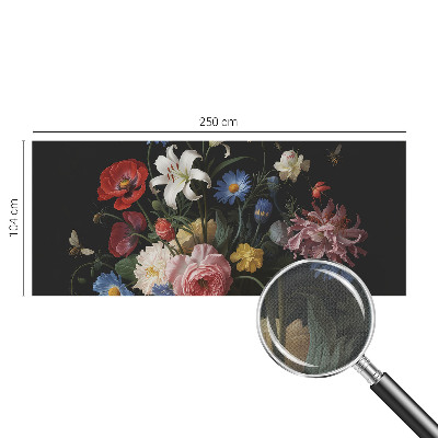 Motivtapete fürs Wohnzimmer mit Blumen- und Insektenmotiv