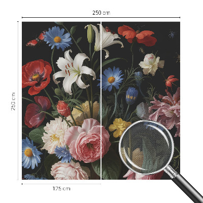 Motivtapete fürs Wohnzimmer Blumen mit Insekten