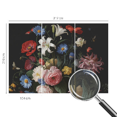 Motivtapete fürs Wohnzimmer Blumen mit Insekten