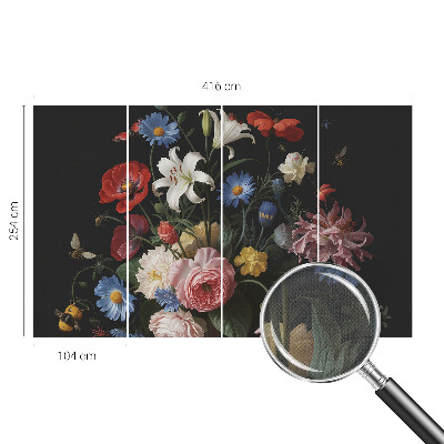 Motivtapete fürs Wohnzimmer Blumen mit Insekten