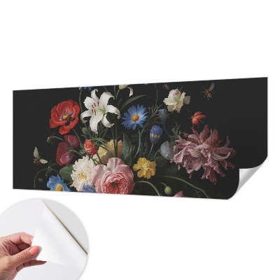 Motivtapete fürs Wohnzimmer mit Blumen- und Insektenmotiv