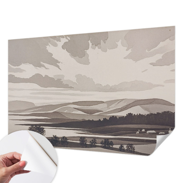 Selbstklebende Fototapete fürs Schlafzimmer mit einer friedlichen Landschaft