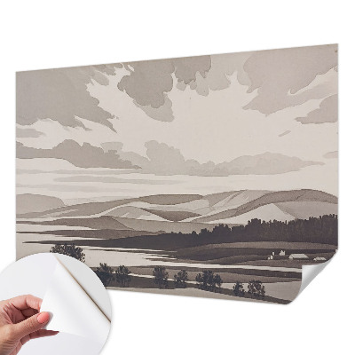 Selbstklebende Fototapete fürs Schlafzimmer mit einer friedlichen Landschaft