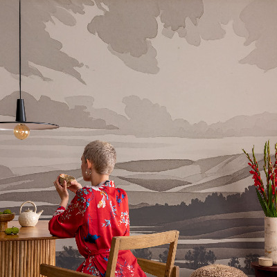 Selbstklebende Fototapete fürs Schlafzimmer mit einer friedlichen Landschaft