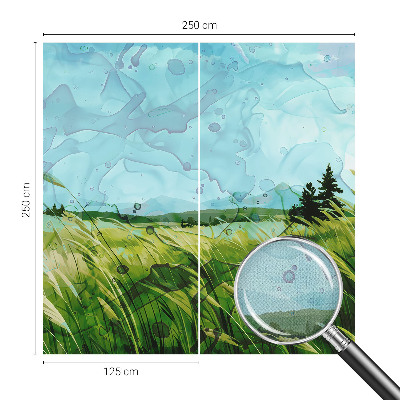 Fototapete in 3D-Optik mit grünen Landschaften