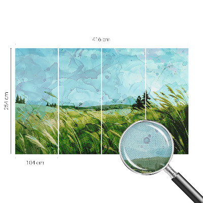 Fototapete in 3D-Optik mit grünen Landschaften