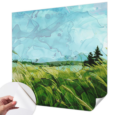 Fototapete in 3D-Optik mit grünen Landschaften