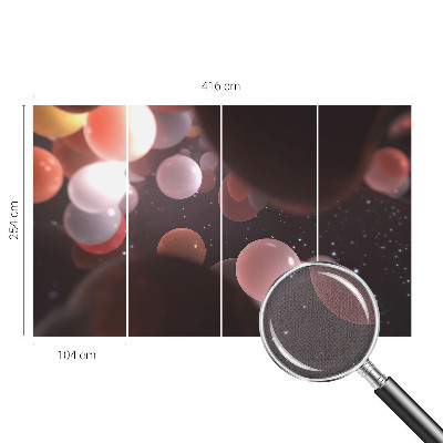 62D-Fototapete fürs Schlafzimmer mit Motiv von Weltraumkugeln