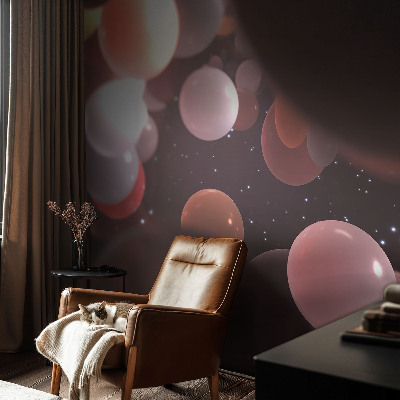 62D-Fototapete fürs Schlafzimmer mit Motiv von Weltraumkugeln