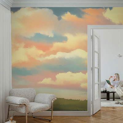 Vintage Tapete mit Himmel- und Wolkenmotiv