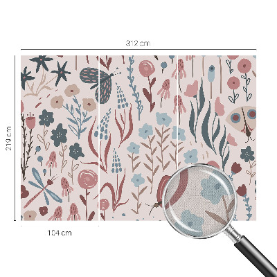 Hochwertige Bildtapete Blumen Insekten