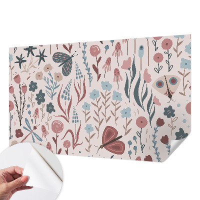 Hochwertige Bildtapete Blumen Insekten