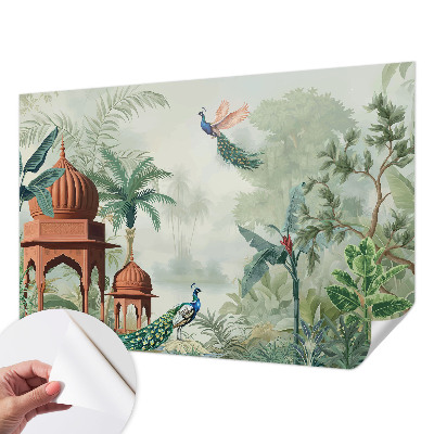 Selbstklebende Fototapete fürs Schlafzimmer mit Motiv „Peacock Gardens“