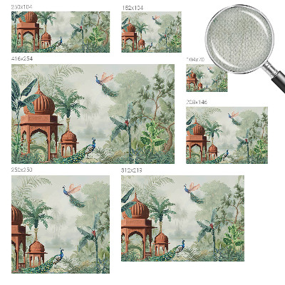 Selbstklebende Fototapete fürs Schlafzimmer mit Motiv „Peacock Gardens“