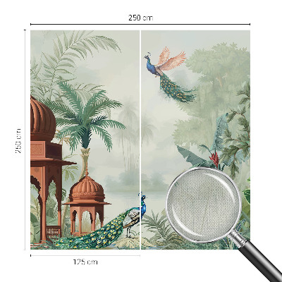 Selbstklebende Fototapete fürs Schlafzimmer mit Motiv „Peacock Gardens“