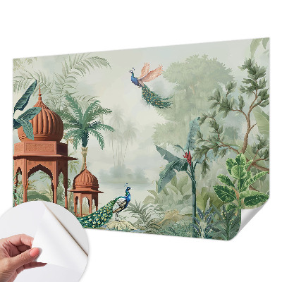Selbstklebende Fototapete fürs Schlafzimmer mit Motiv „Peacock Gardens“