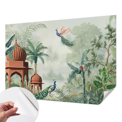 Selbstklebende Fototapete fürs Schlafzimmer mit Motiv „Peacock Gardens“