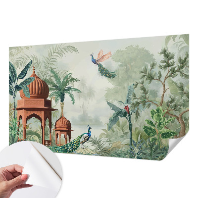 Selbstklebende Fototapete fürs Schlafzimmer mit Motiv „Peacock Gardens“