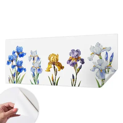63D-Fototapete mit einem Motiv aus Irisblüten