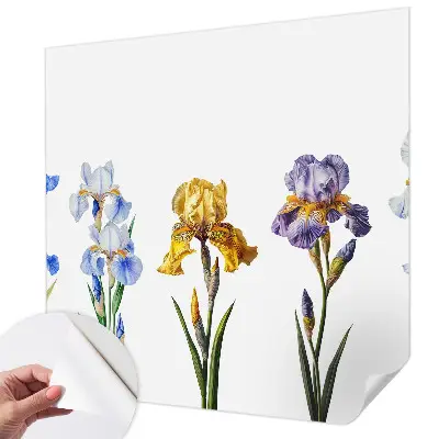 63D-Fototapete mit einem Motiv aus Irisblüten