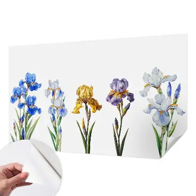 63D-Fototapete mit einem Motiv aus Irisblüten