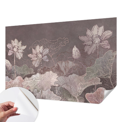 63D-Fototapete fürs Schlafzimmer mit einem ruhigen botanischen Motiv