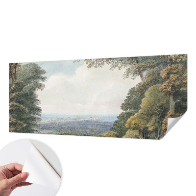 Hochwertige Bildtapete mit einer bewaldeten Landschaft als Motiv