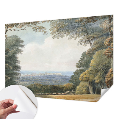 Hochwertige Bildtapete mit einer bewaldeten Landschaft als Motiv