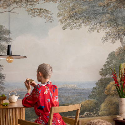 Hochwertige Bildtapete Bewaldete Landschaft