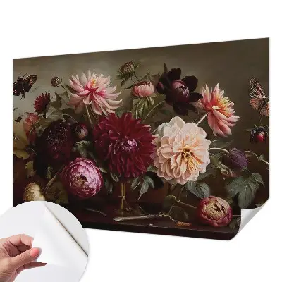 Selbstklebende Fototapete fürs Wohnzimmer mit floralem Motiv