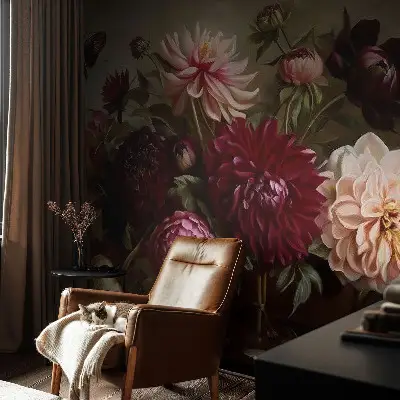 Selbstklebende Fototapete fürs Wohnzimmer mit floralem Motiv