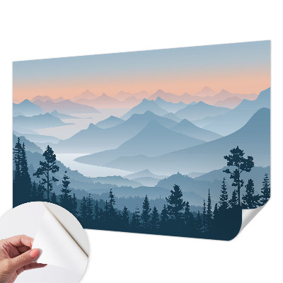 Selbstklebende Fototapete für die Wand mit einem Bergpanorama
