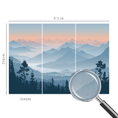 Selbstklebende Fototapete für die Wand mit einem Bergpanorama