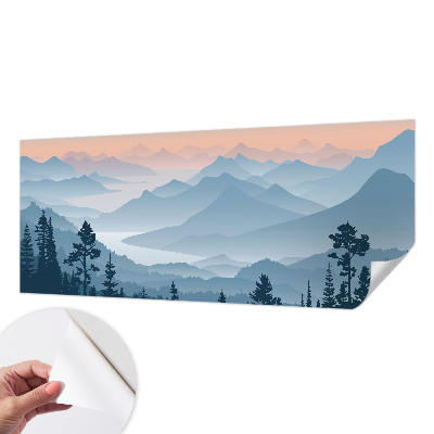 Selbstklebende Fototapete für die Wand mit einem Bergpanorama