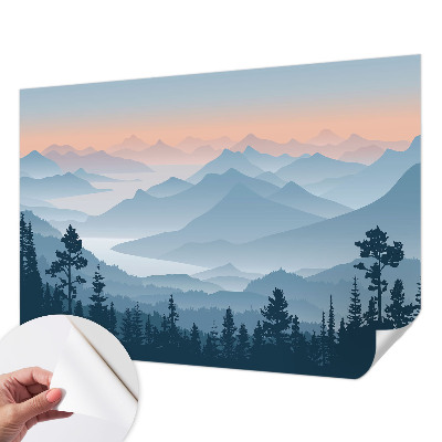 Selbstklebende Fototapete für die Wand mit einem Bergpanorama