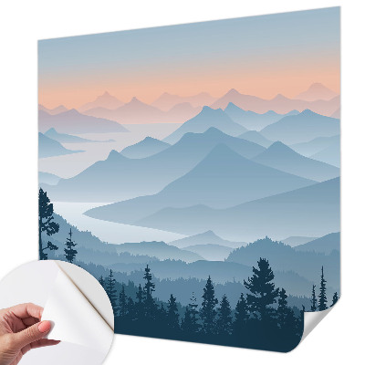 Selbstklebende Fototapete für die Wand mit einem Bergpanorama