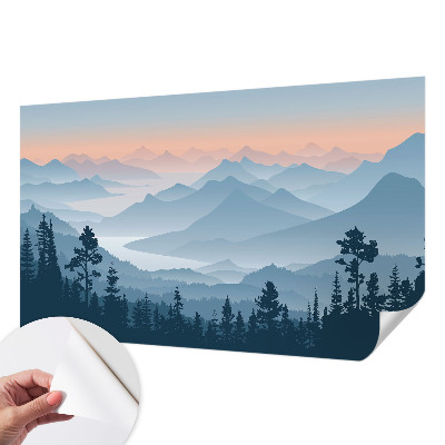 Selbstklebende Fototapete für die Wand mit einem Bergpanorama