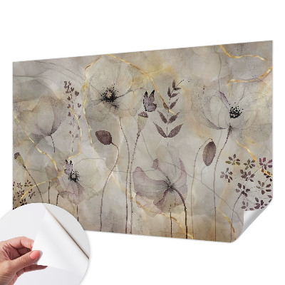 Fototapete in 3D-Optik mit zarten Blüten