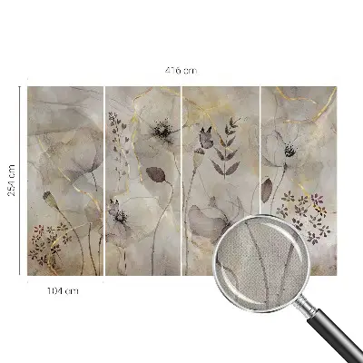 Fototapete in 3D-Optik mit zarten Blüten