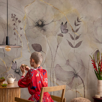 Fototapete in 3D-Optik Zarte Blüten