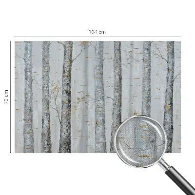 64D-Fototapete fürs Wohnzimmer mit Birkenmotiv