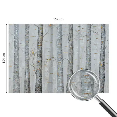 64D-Fototapete fürs Wohnzimmer mit Birkenmotiv