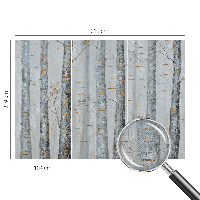 64D-Fototapete fürs Wohnzimmer Birken