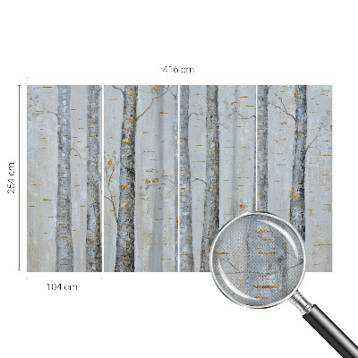 64D-Fototapete fürs Wohnzimmer Birken
