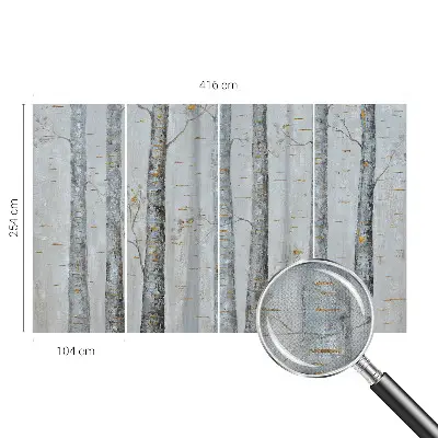 64D-Fototapete fürs Wohnzimmer mit Birkenmotiv