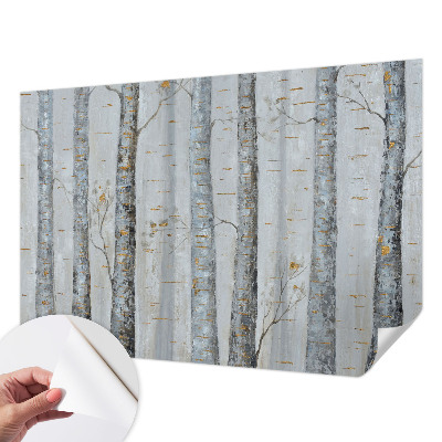 64D-Fototapete fürs Wohnzimmer Birken