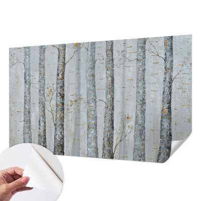 64D-Fototapete fürs Wohnzimmer Birken