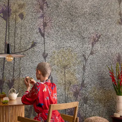 Selbstklebende Fototapete fürs Schlafzimmer mit Wildblumenmotiv