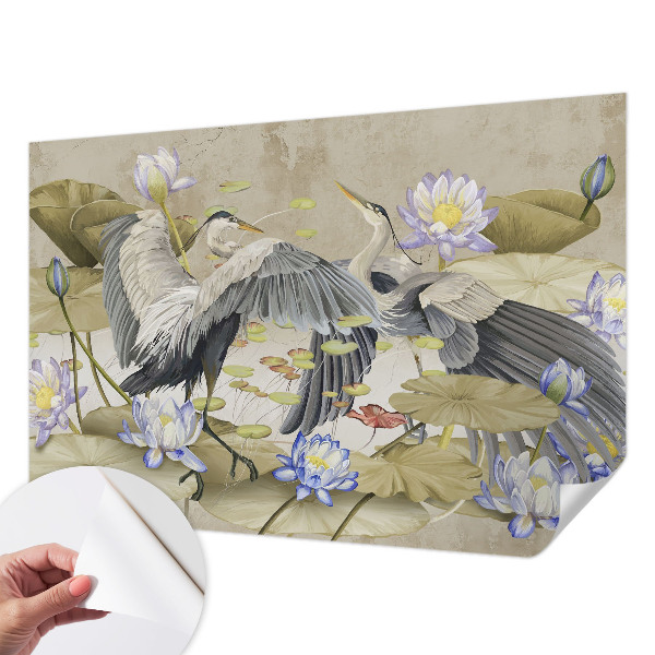 Vintage tapete Vögel und Lilien