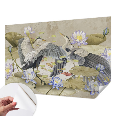 Vintage tapete Vögel und Lilien